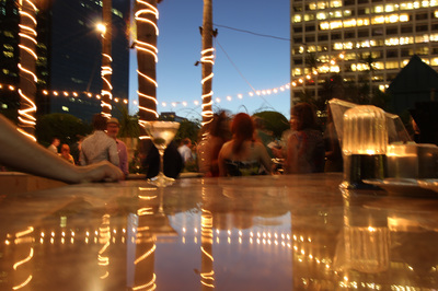 Image of martini on bar top during evening event